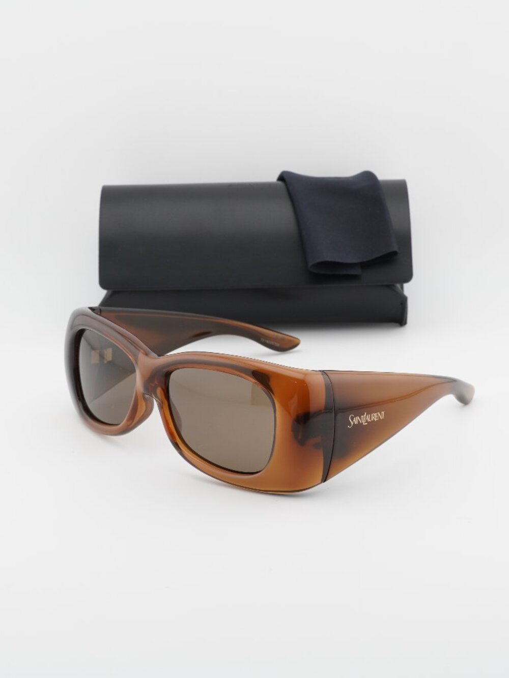 Saint Laurent SL901 HOWL 017 Square Sunglasses - Shiny Brown\Brown
